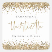 トレンディー金ゴールドグリッター名日付30番目 スクエアシール (正面)