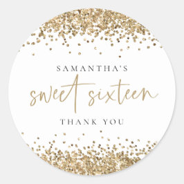トレンディー金ゴールドグリッター名Sweet sixteenありがとう ラウンドシール