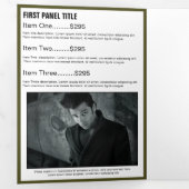 トレンディー金ゴールドグリーンフォトモノグラムサロンパンフレット 三つ折りカード (内部最初)