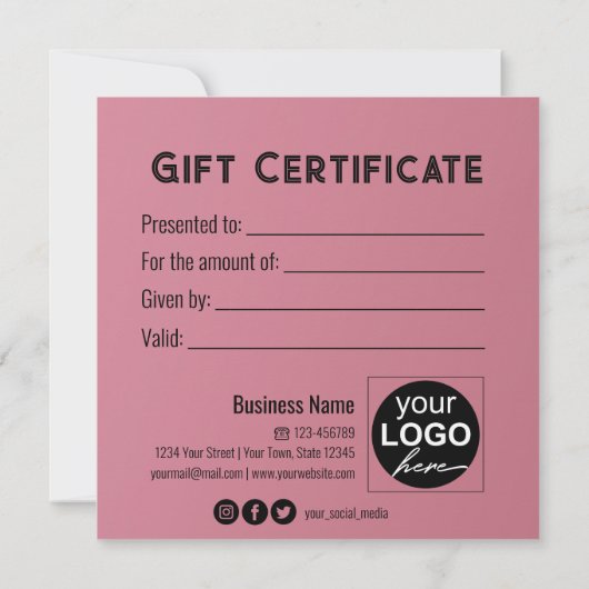 トレンディー金ゴールドサテンリボンギフトボウピンクのギフトカード (裏面)