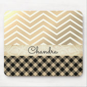 トレンディー金ゴールドシェブロンジンガム マウスパッド (正面)