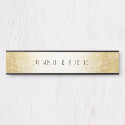 トレンディー金ゴールドシンプルグリッターエレガントモダンテンプレート サインプレート (正面)
