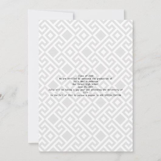 トレンディー金ゴールドスクリプトオーバーレイ3枚の写真卒業 案内状 (裏面)