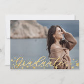 トレンディー金ゴールドスター4写真卒業パーティー 招待状 (正面)