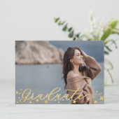 トレンディー金ゴールドスター4写真卒業パーティー 招待状 (スタンド正面)