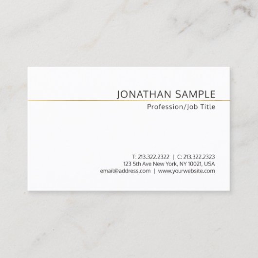 トレンディー金ゴールドストライプのプシンプルライナラグジュアリーモダン 名刺 (正面)