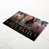 トレンディー金ゴールドタイポグラフィ写真コラージュ卒業 箔招待状 (回転した状態)