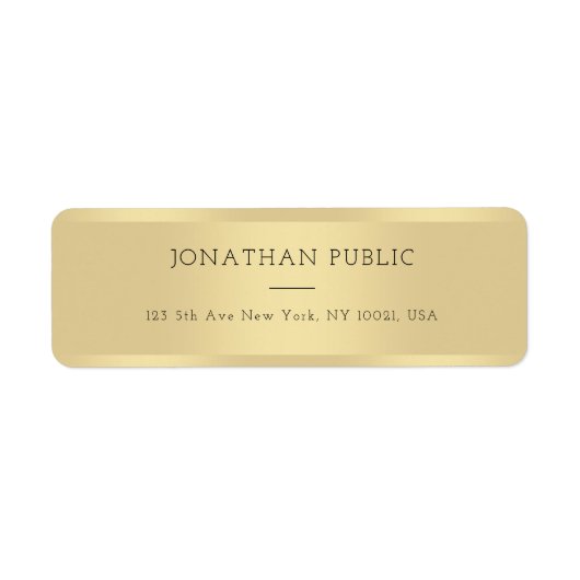 トレンディー金ゴールドテンプレートエレガントモダンミニマル ラベル (正面)