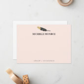 トレンディー金ゴールドディップボホフェザーデザイナーピンク ノートカード (正面/裏面インサイチュ)