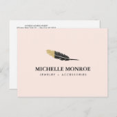 トレンディー金ゴールドディップボホフェザーデザイナーピンク ポストカード (正面/裏面)