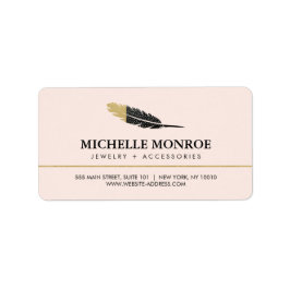 トレンディー金ゴールドディップボホフェザーデザイナーピンク ラベル