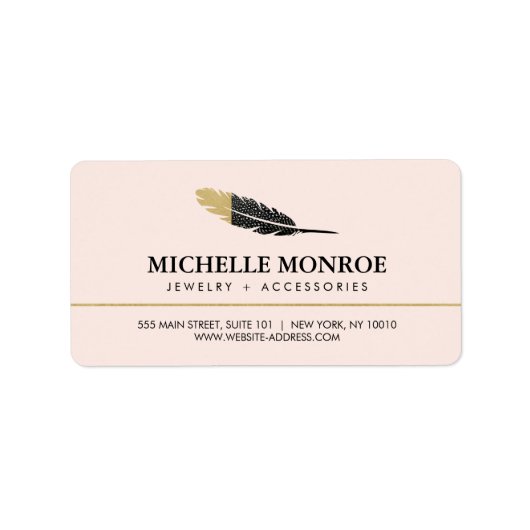 トレンディー金ゴールドディップボホフェザーデザイナーピンク ラベル (正面)