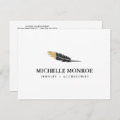 トレンディー金ゴールドディップボホフェザーデザイナーホワイト ポストカード (正面/裏面)