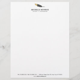 トレンディー金ゴールドディップボホフェザーデザイナーホワイト レターヘッド