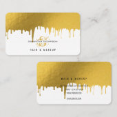 トレンディー金ゴールドドリップスヘア&メイクアップアーティスト 名刺 (正面/裏面)
