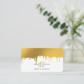 トレンディー金ゴールドドリップスヘア&メイクアップアーティスト 名刺 (スタンド正面)