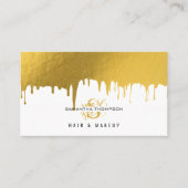 トレンディー金ゴールドドリップスヘア&メイクアップアーティスト 名刺 (正面)