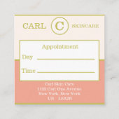 トレンディー金ゴールドピンクサーモン美しいサロンモノグラム スクエア名刺 (裏面)