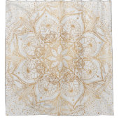 トレンディー金ゴールドフローラマンダラマーブルデザイン シャワーカーテン (正面)