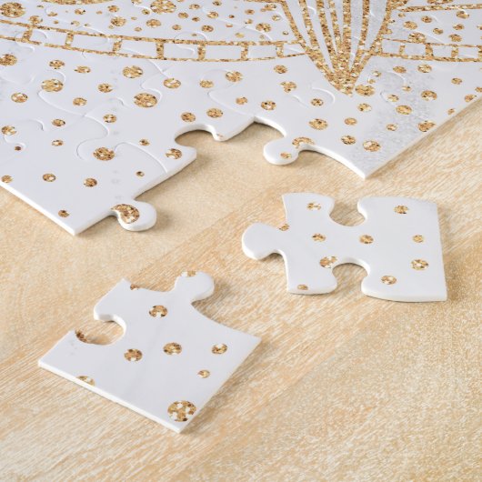 トレンディー金ゴールドフローラマンダラマーブルデザイン ジグソーパズル (側面)