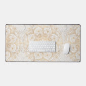 トレンディー金ゴールドフローラマンダラマーブルデザイン デスクマット (キーボード&マウス)