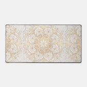 トレンディー金ゴールドフローラマンダラマーブルデザイン デスクマット (正面)