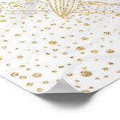 トレンディー金ゴールドフローラマンダラマーブルデザイン ポスター (角)