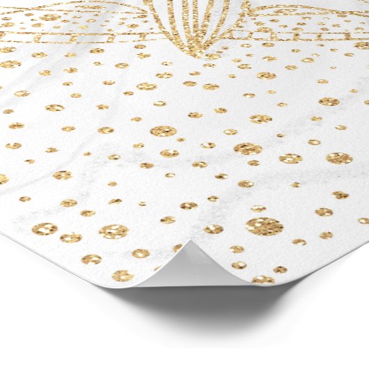 トレンディー金ゴールドフローラマンダラマーブルデザイン ポスター (角)