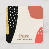 トレンディー金ゴールドブモダンラシ抽象芸術絵を描アート スクエア名刺 (正面)