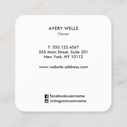 トレンディー金ゴールドブモダンラシ抽象芸術絵を描アート スクエア名刺 (裏面)