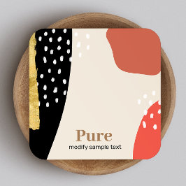 トレンディー金ゴールドブモダンラシ抽象芸術絵を描アート スクエア名刺