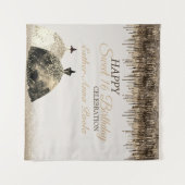 トレンディー金ゴールドブラウンドリップスボールゴーンスート16誕生日 タペストリー (正面(横))