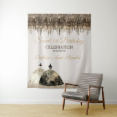 トレンディー金ゴールドブラウンドリップスボールゴーンスート16誕生日 タペストリー (インサイチュ)