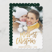 トレンディー金ゴールドブラシレタリングメリークリスマス シーズンカード (正面/裏面)