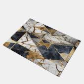 トレンディー金ゴールドブラックジオメトリック大理石パターン ドアマット (アングル)