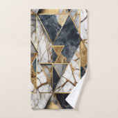 トレンディー金ゴールドブラックジオメトリック大理石パターン バスタオルセット (ハンドタオル)