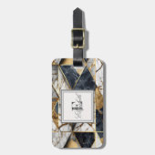 トレンディー金ゴールドブラックジオメトリック大理石パターン ラゲッジタグ (正面縦)