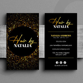 トレンディー金ゴールドブラックスパークルヘアサロン 名刺