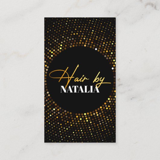 トレンディー金ゴールドブラックスパークルヘアサロン 名刺 (裏面)