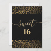 トレンディー金ゴールドブラック抽象芸術leopard sweet 16 invt 招待状 (裏面)