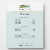 トレンディー金ゴールドブルー美しいスパサービスメニュー フォトプラーク (正面)