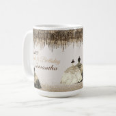 トレンディー金ゴールドボールガウン甘い16誕生日ドリップ コーヒーマグカップ (正面左)