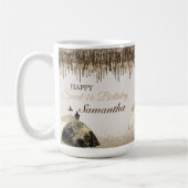 トレンディー金ゴールドボールガウン甘い16誕生日ドリップ コーヒーマグカップ (左)