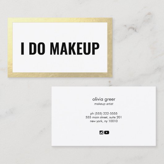 トレンディー金ゴールドメイクアップアーティスト名刺 名刺 (正面/裏面)