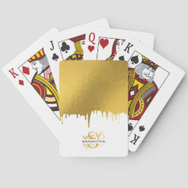 トレンディー金ゴールドメタリックドリップススクリプトモノグラム トランプ