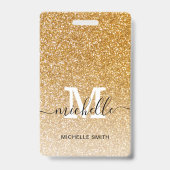 トレンディー金ゴールドモノグラムイニシャルスクリプト名従業員 バッジ (Front)