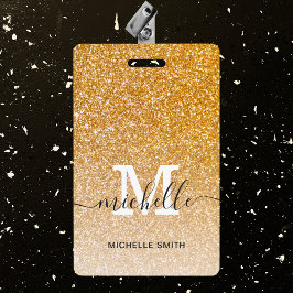 トレンディー金ゴールドモノグラムイニシャルスクリプト名従業員 バッジ