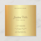 トレンディー金ゴールドルックエレガント手書きモノグラム スクエア名刺 (裏面)