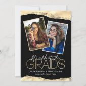 トレンディー金ゴールド共同卒業パーティー写真 招待状 (正面)