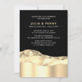 トレンディー金ゴールド共同卒業パーティー写真 招待状 (裏面)